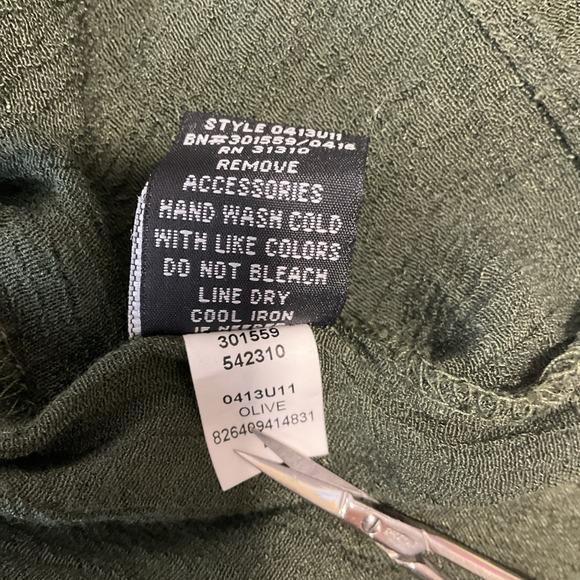 Olive Green Gauzy Semi Sheer Peasant Pullover Blouse Witchy Cottagecore Boho XL - Picture 7 of 7